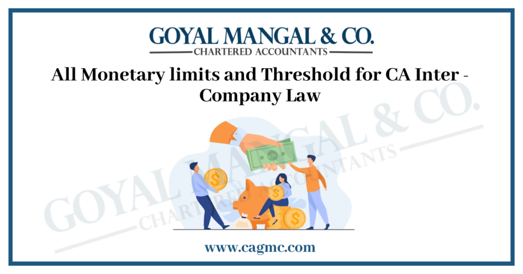Threshold Limit under Companies Act Goyal Mangal & Company