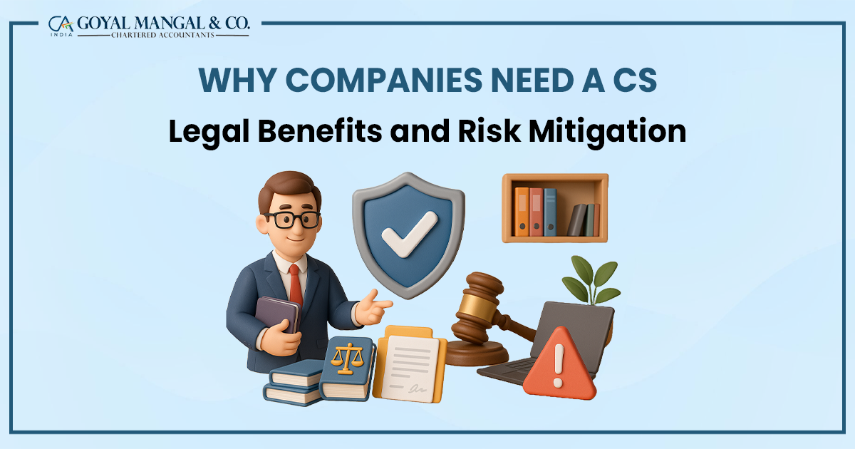 Cover image titled 'Why Companies Need a Company Secretary (CS)', highlighting legal benefits and risk mitigation. Professional design with legal icons and Legal Window branding