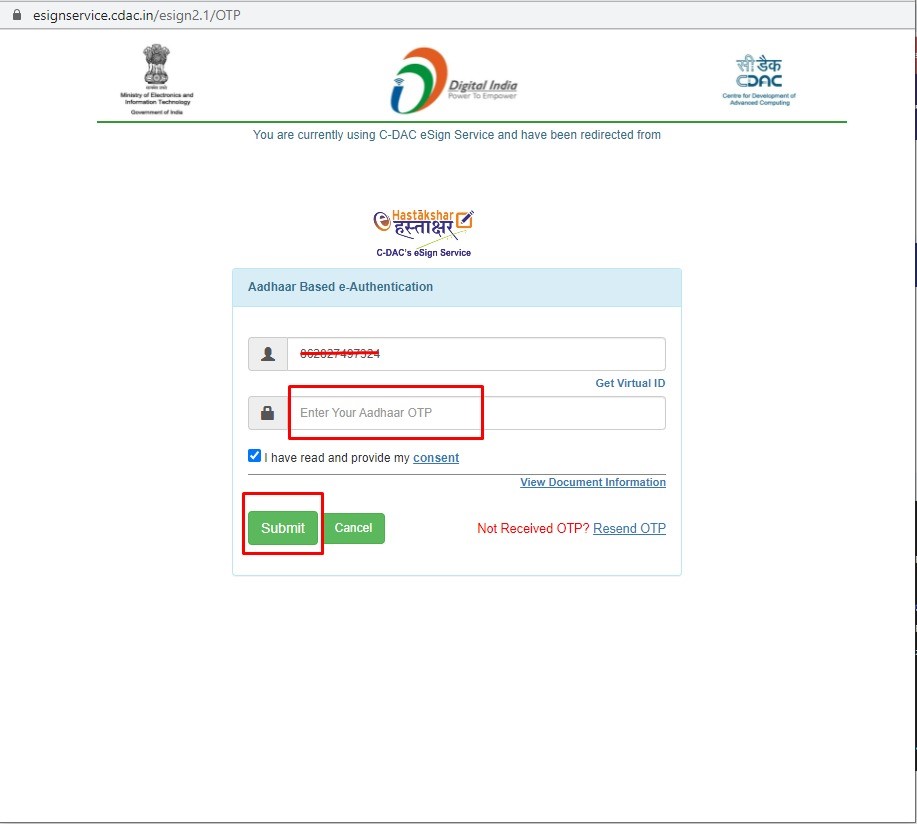 Aadhaar Verification website