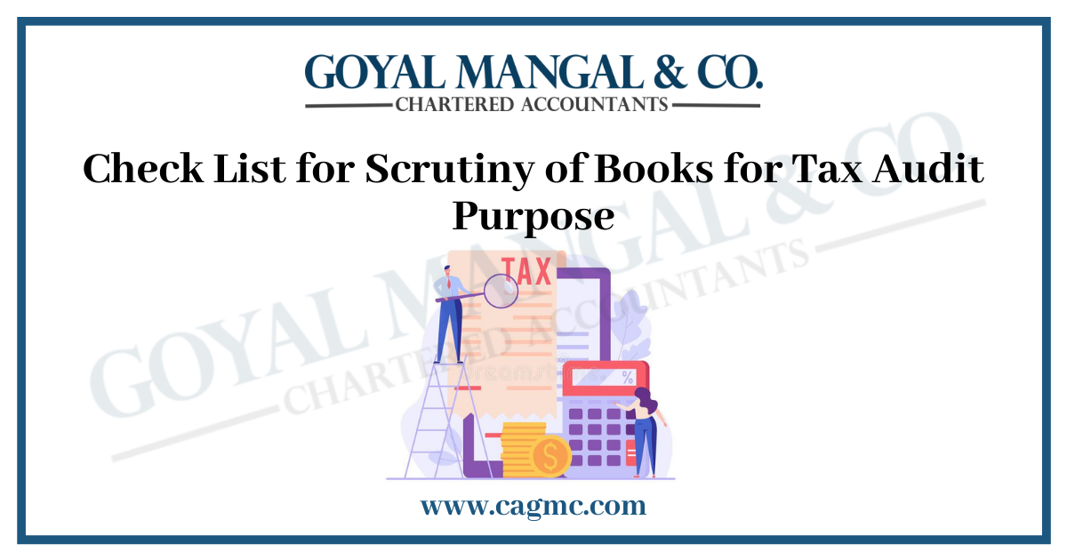 Check List for Scrutiny of Books for Tax Audit Purpose