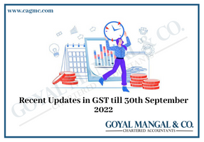 Recent Updates in GST till 30th September 2022
